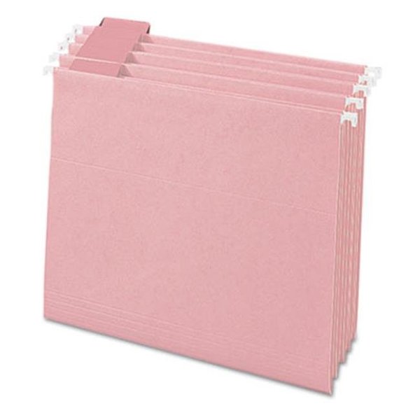 Made-To-Stick Hanging File Folders  1/5 Tab  11 Point Stock  Letter  Pink  25/Box MA9154